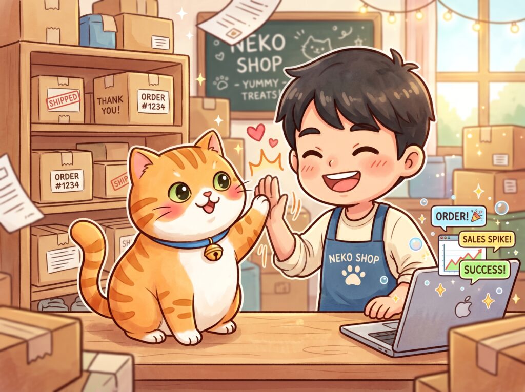 พ่อค้าออนไลน์มีความสุขที่ปิดการขายได้รวดเร็วหลังจากเพิ่มยอดเพื่อนใน Line OA