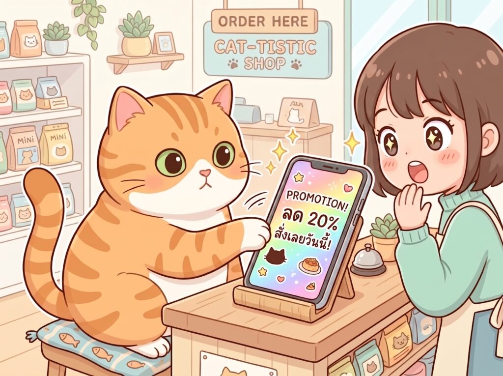 แมวส้มอวบอ้วนโชว์ภาพสไลด์ไลน์แอด Card Message สุดดึงดูด]
