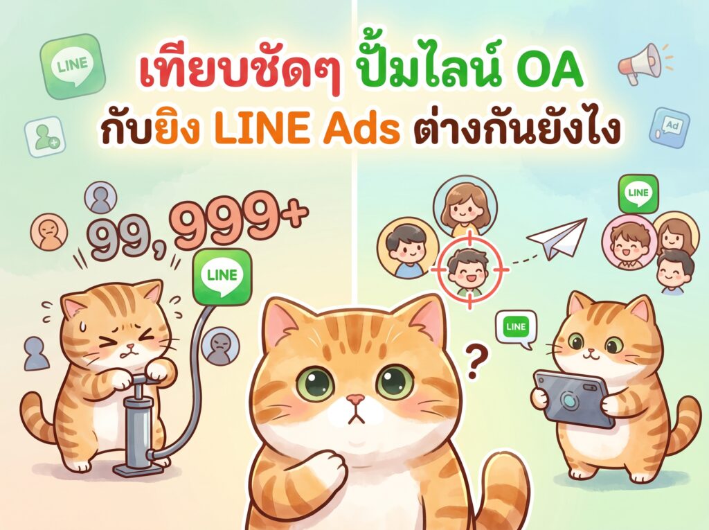 เทียบชัดๆ ปั้มไลน์ OA กับยิง LINE Ads ต่างกันยังไง