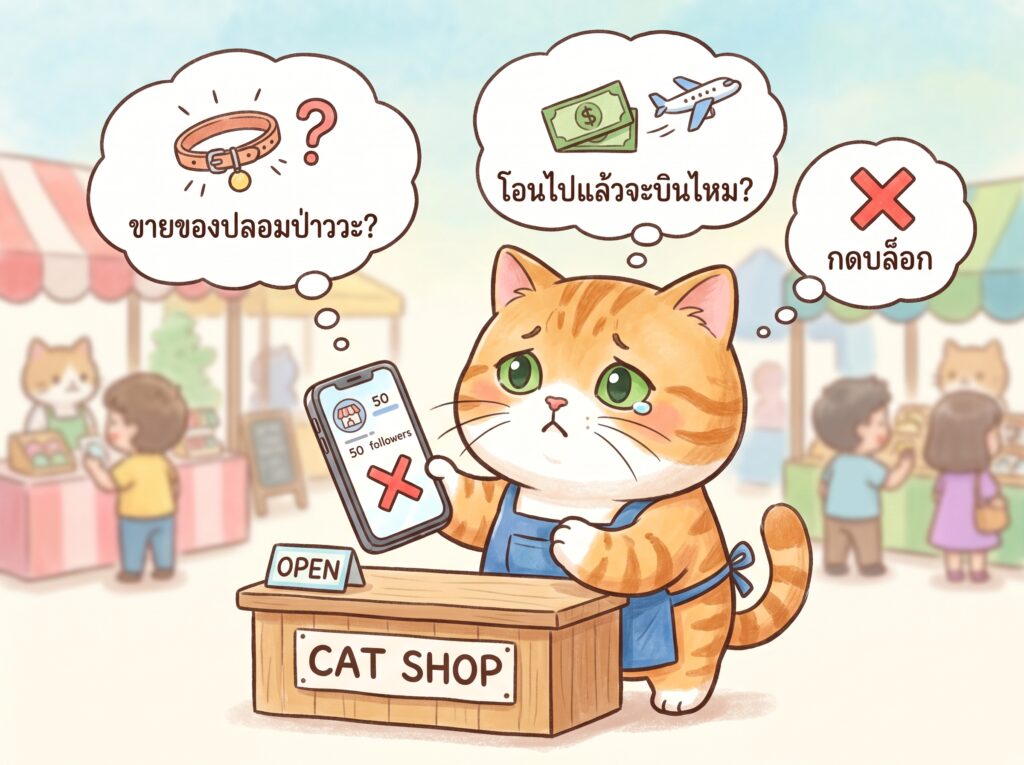 แมวเครียดจ่กการถูกลูกค้าบล็อกข้อความไลน์